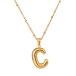 Colore oro / Collana con ciondolo da donna in acciaio inossidabile placcato Colore oro , stile casual semplice, a forma di lettera C, 1 pezzo Immagine3